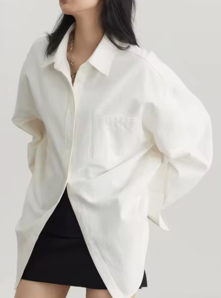 Casual Turn-down Collar Long-sleeved Shirt Loose Shirt Mssza