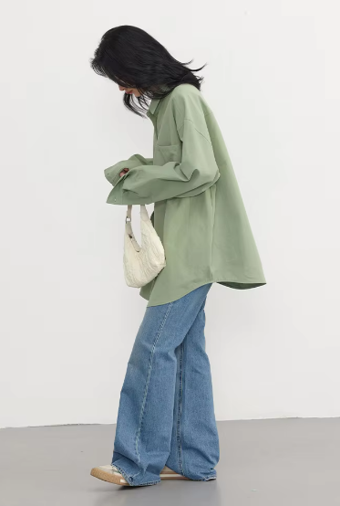 Casual Turn-down Collar Long-sleeved Shirt Loose Shirt Mssza