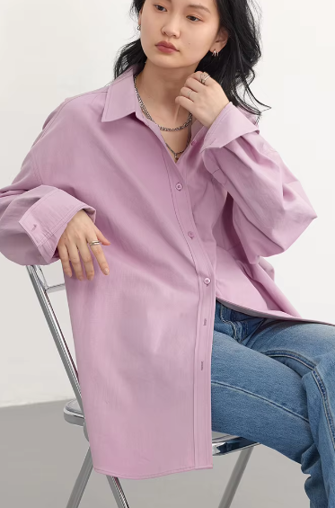 Casual Turn-down Collar Long-sleeved Shirt Loose Shirt Mssza