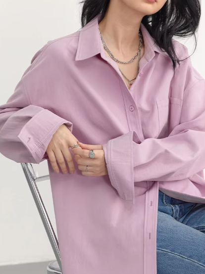 Casual Turn-down Collar Long-sleeved Shirt Loose Shirt Mssza