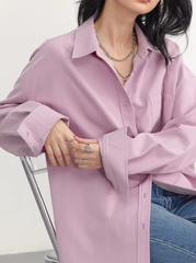 Casual Turn-down Collar Long-sleeved Shirt Loose Shirt Mssza