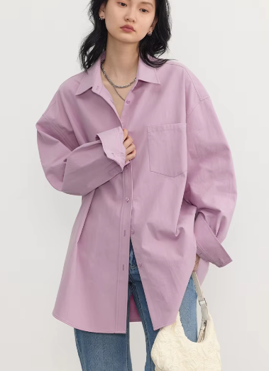 Casual Turn-down Collar Long-sleeved Shirt Loose Shirt Mssza