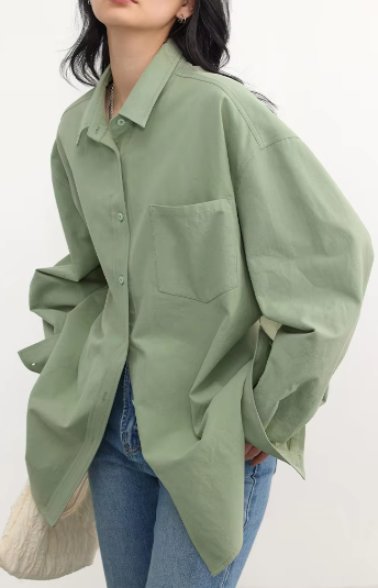 Casual Turn-down Collar Long-sleeved Shirt Loose Shirt Mssza