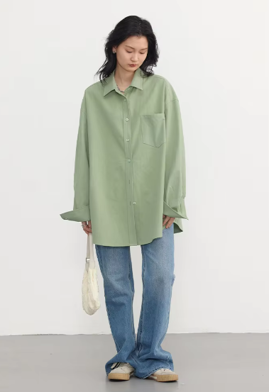 Casual Turn-down Collar Long-sleeved Shirt Loose Shirt Mssza