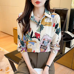 Casual Turn-down Collar Print Button-Down Single Breasted Shirt Mssza