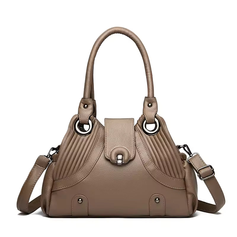 Casual Two-layers Leather Luxury Top-Handle Tote Hand Bags Mssza