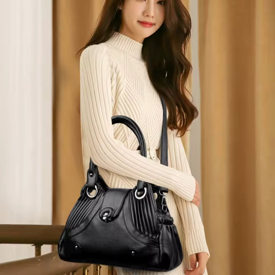 Casual Two-layers Leather Luxury Top-Handle Tote Hand Bags Mssza