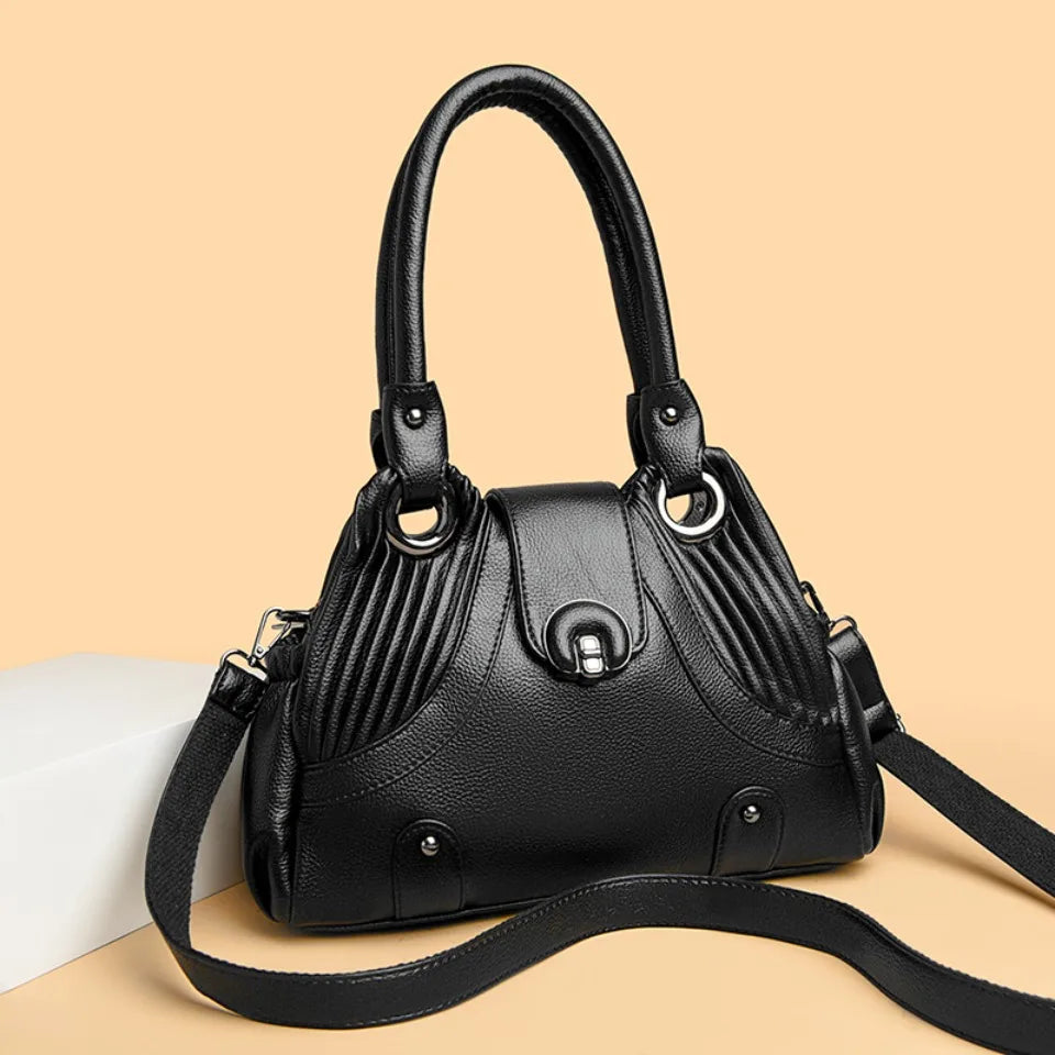 Casual Two-layers Leather Luxury Top-Handle Tote Hand Bags Mssza