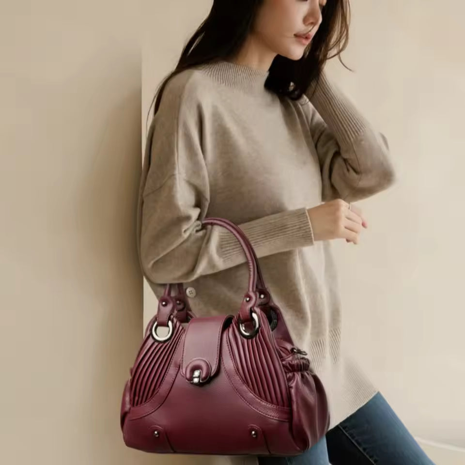 Casual Two-layers Leather Luxury Top-Handle Tote Hand Bags Mssza