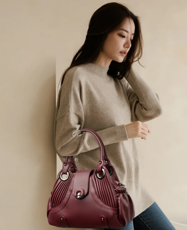 Casual Two-layers Leather Luxury Top-Handle Tote Hand Bags Mssza