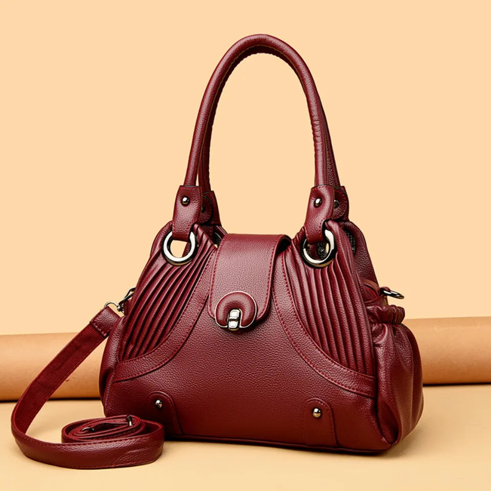 Casual Two-layers Leather Luxury Top-Handle Tote Hand Bags Mssza