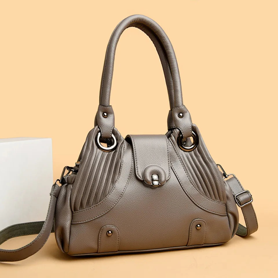 Casual Two-layers Leather Luxury Top-Handle Tote Hand Bags Mssza