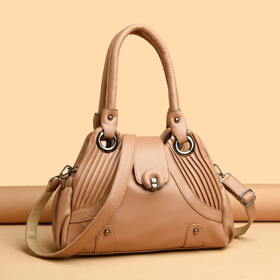 Casual Two-layers Leather Luxury Top-Handle Tote Hand Bags Mssza