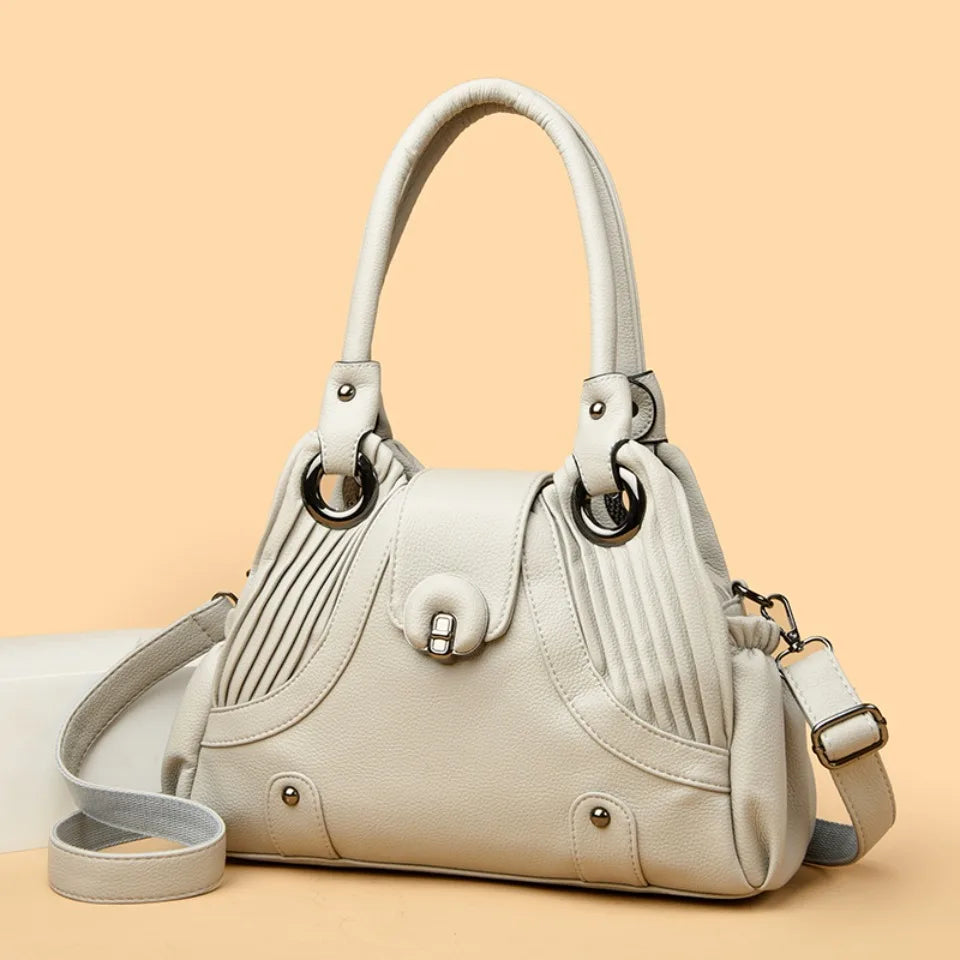 Casual Two-layers Leather Luxury Top-Handle Tote Hand Bags Mssza