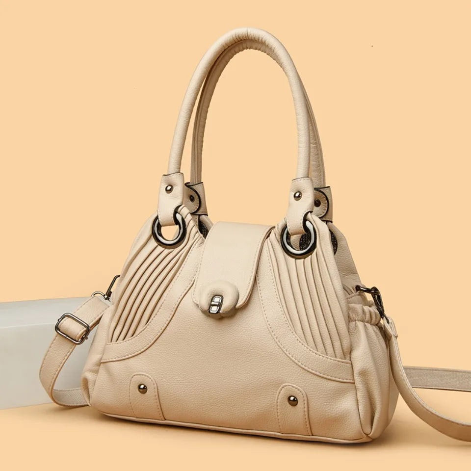 Casual Two-layers Leather Luxury Top-Handle Tote Hand Bags Mssza