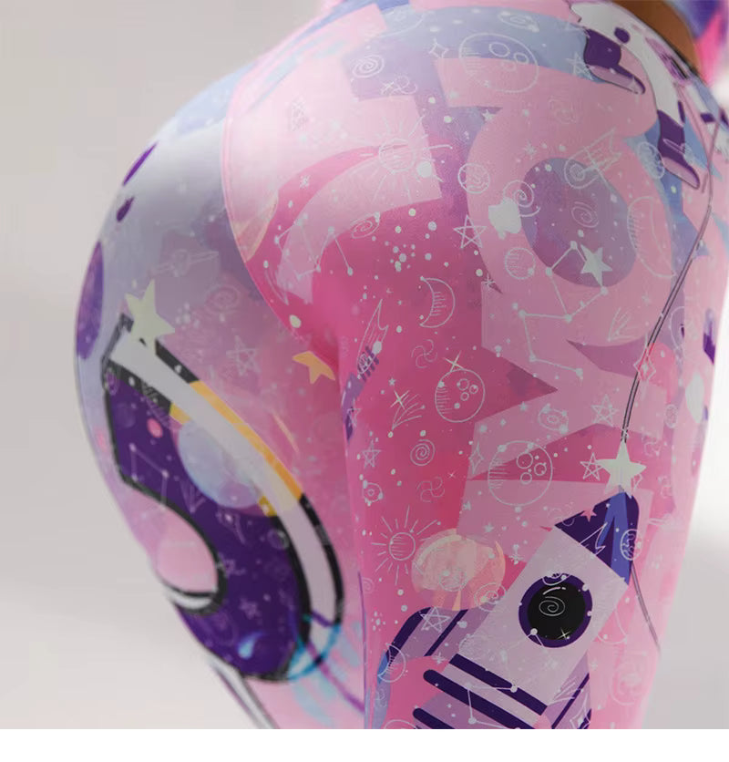 Casual Unicorn Printing High-waist Leggings Sports Yoga Set Mssza