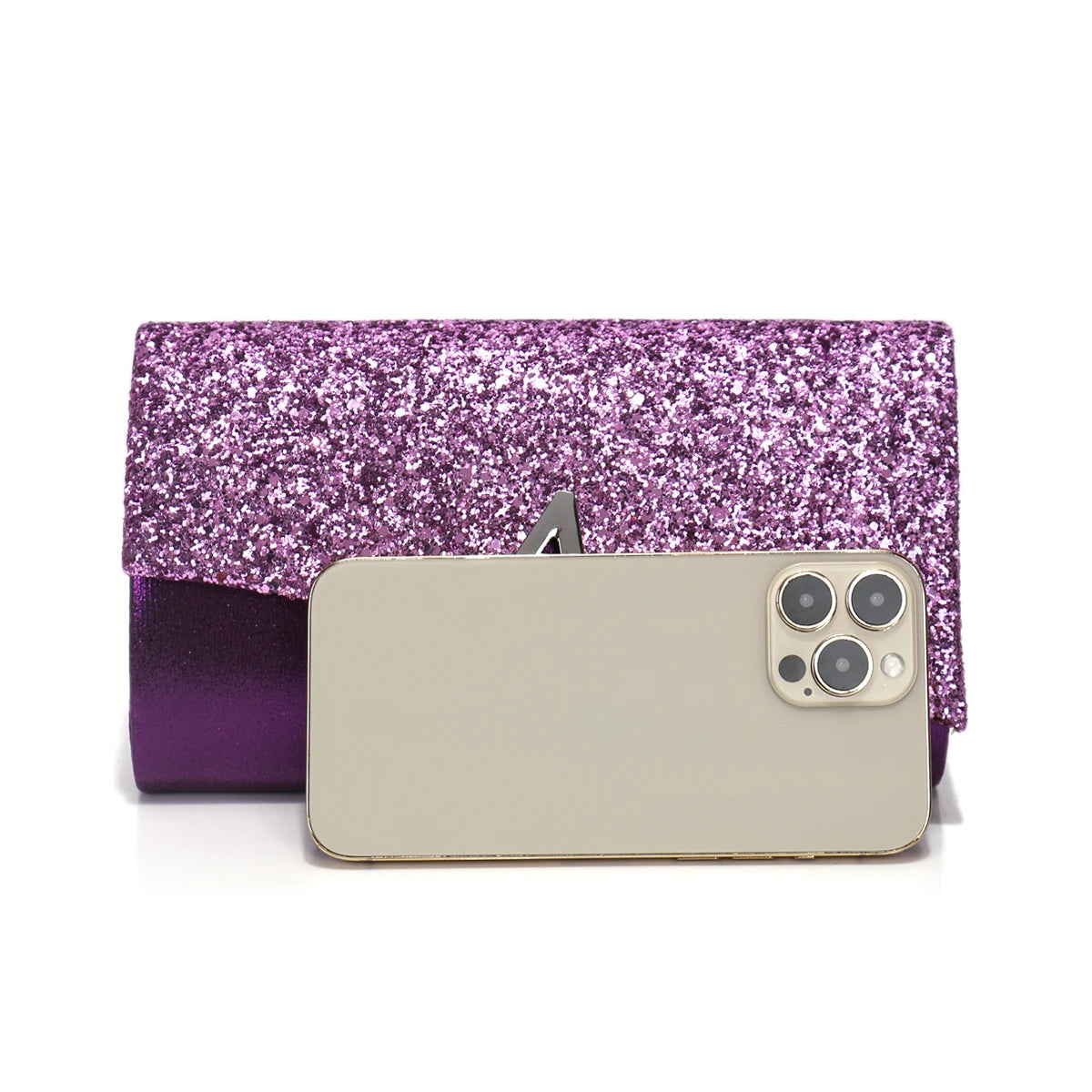 Casual V Design Metal Chain Glamorous Design Evening Envelope Shaped Sequins Handbags Mssza