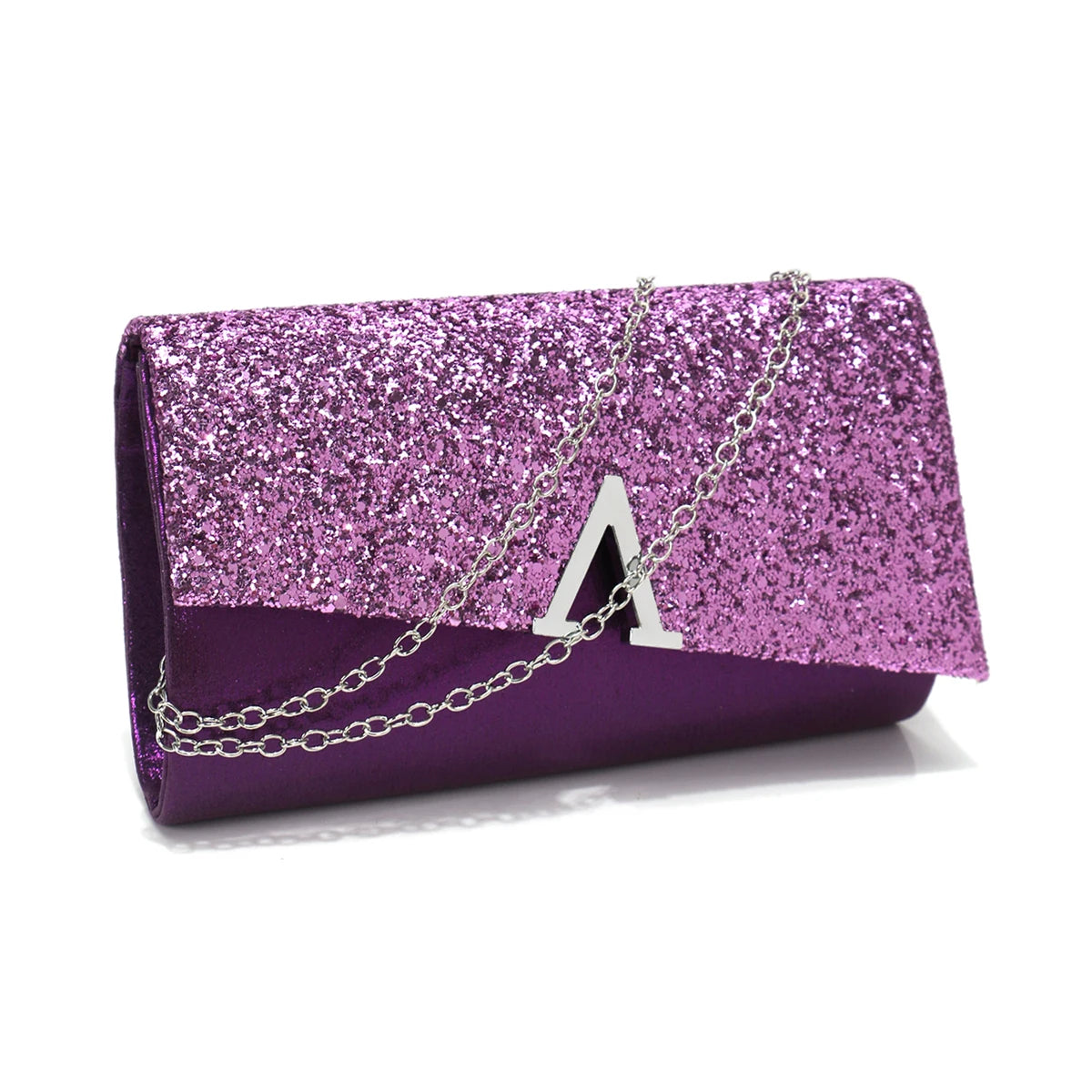 Casual V Design Metal Chain Glamorous Design Evening Envelope Shaped Sequins Handbags Mssza