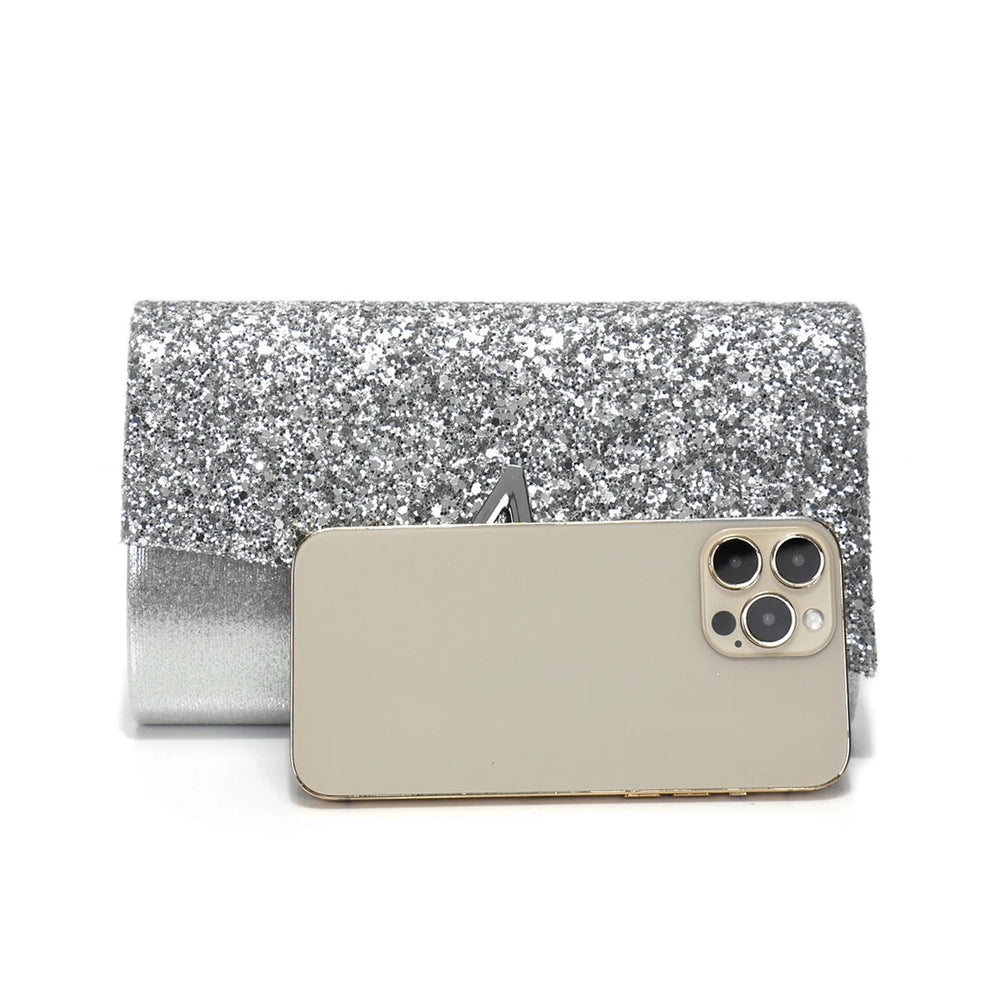 Casual V Design Metal Chain Glamorous Design Evening Envelope Shaped Sequins Handbags Mssza