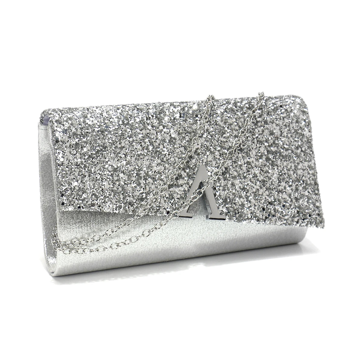 Casual V Design Metal Chain Glamorous Design Evening Envelope Shaped Sequins Handbags Mssza