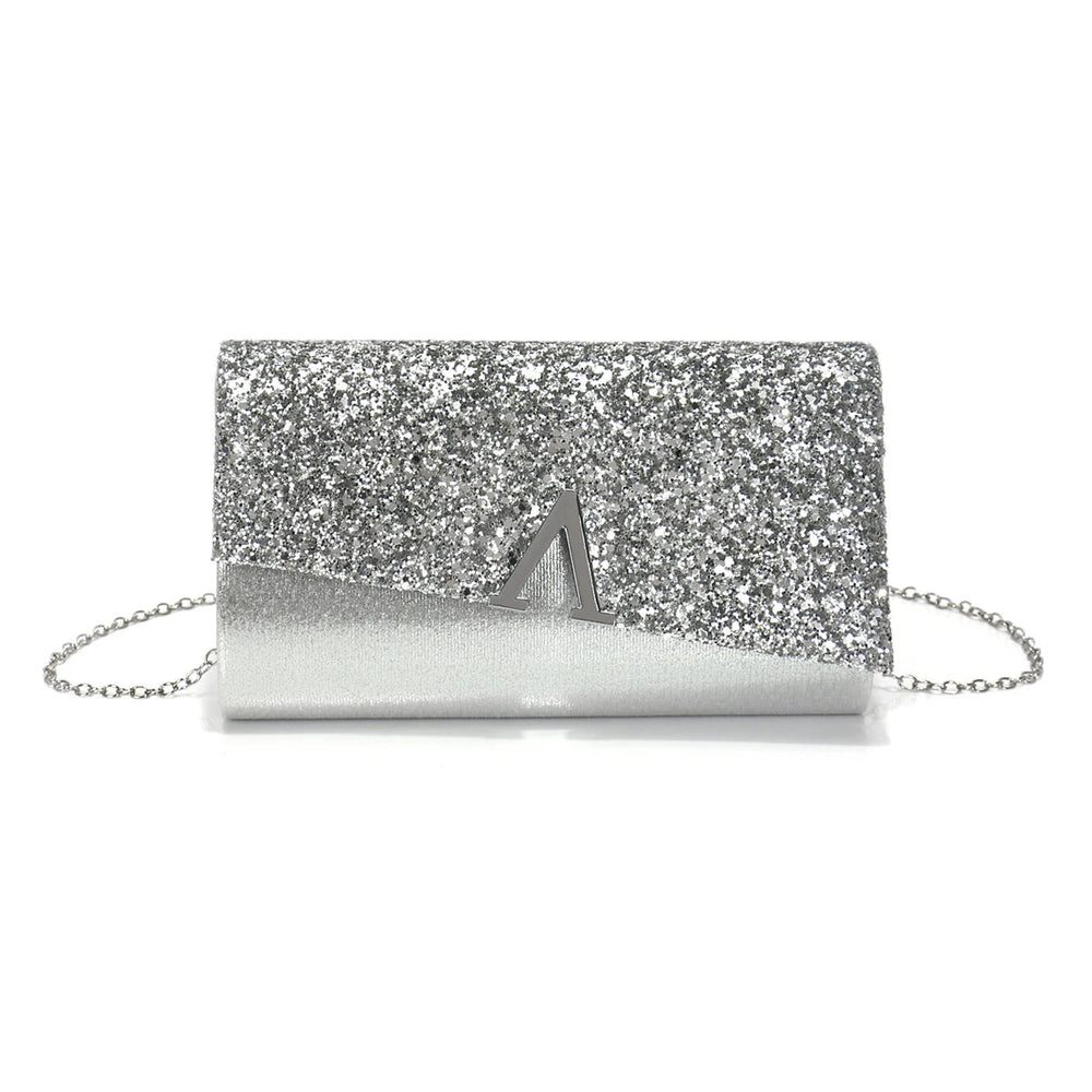 Casual V Design Metal Chain Glamorous Design Evening Envelope Shaped Sequins Handbags Mssza