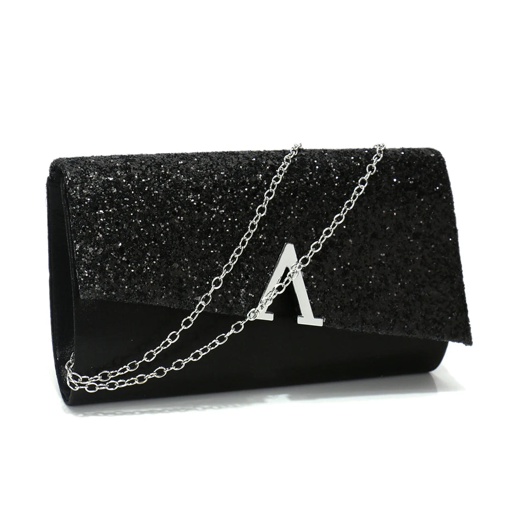 Casual V Design Metal Chain Glamorous Design Evening Envelope Shaped Sequins Handbags Mssza