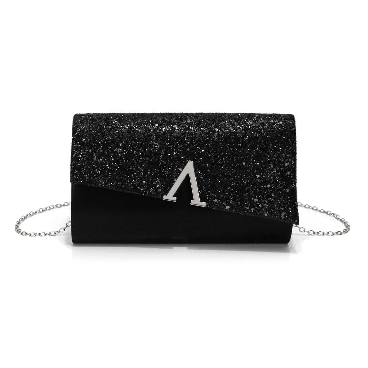 Casual V Design Metal Chain Glamorous Design Evening Envelope Shaped Sequins Handbags Mssza