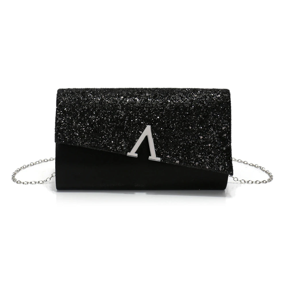 Casual V Design Metal Chain Glamorous Design Evening Envelope Shaped Sequins Handbags Mssza