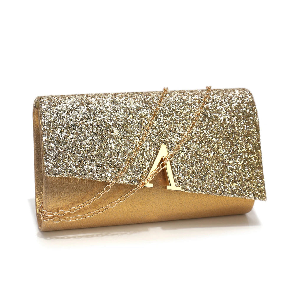 Casual V Design Metal Chain Glamorous Design Evening Envelope Shaped Sequins Handbags Mssza