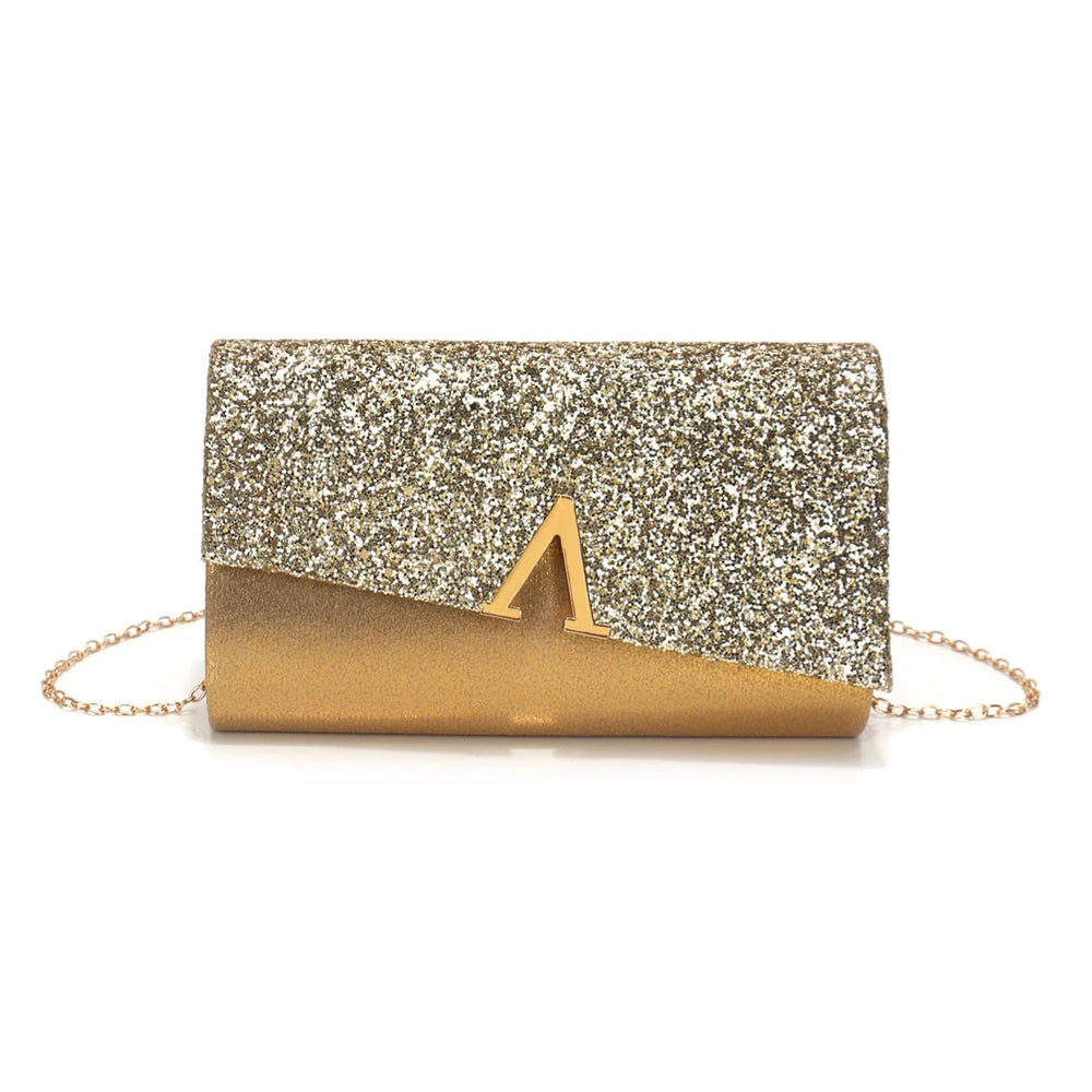 Casual V Design Metal Chain Glamorous Design Evening Envelope Shaped Sequins Handbags Mssza