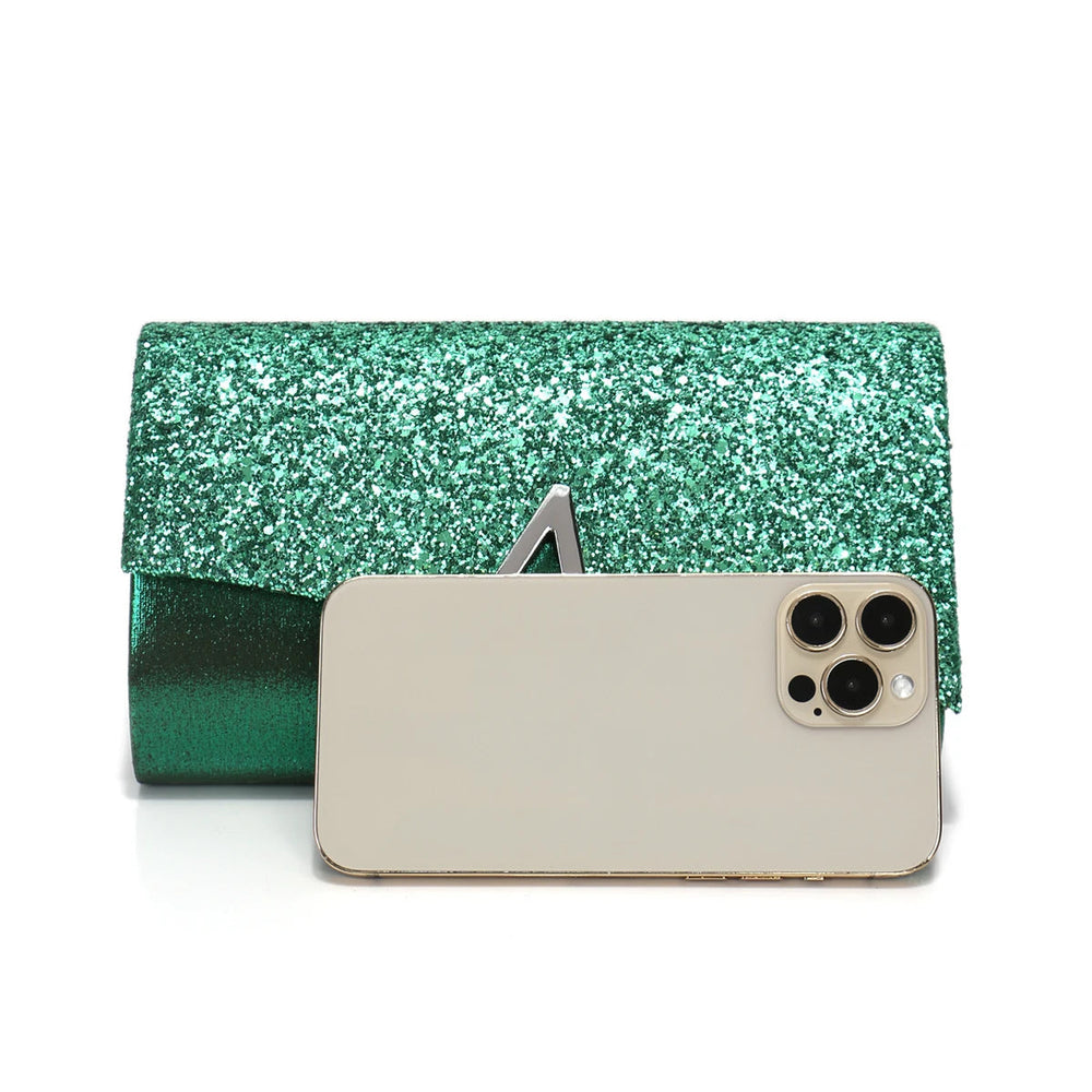 Casual V Design Metal Chain Glamorous Design Evening Envelope Shaped Sequins Handbags Mssza