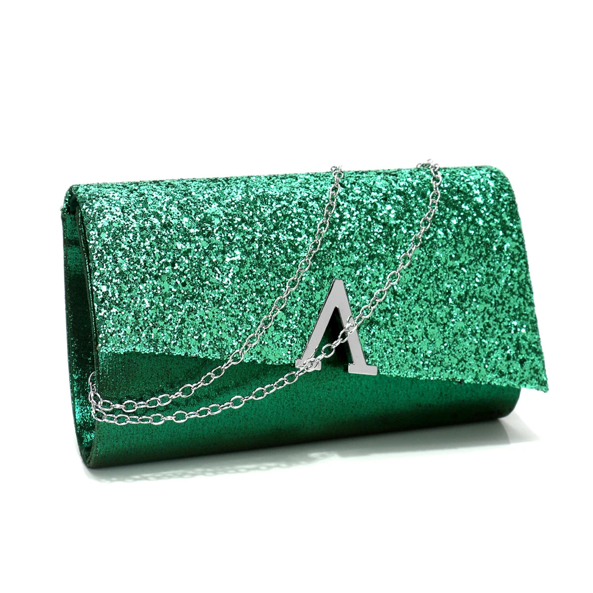 Casual V Design Metal Chain Glamorous Design Evening Envelope Shaped Sequins Handbags Mssza