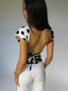 Casual V Neck Contrast Polka Dot Cross Scarf Vest Short Top Mssza