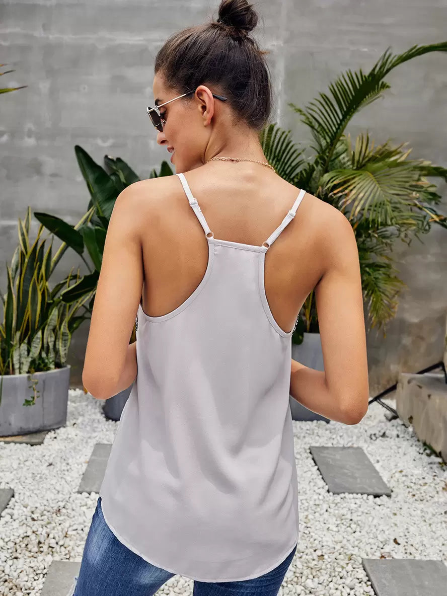 Casual V-Neck Sleeveless Polyester Camis Top Street Wear Mssza