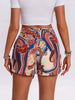 Casual Vintage Tribal Floral Printed High Waist Wide Leg Shorts Mssza