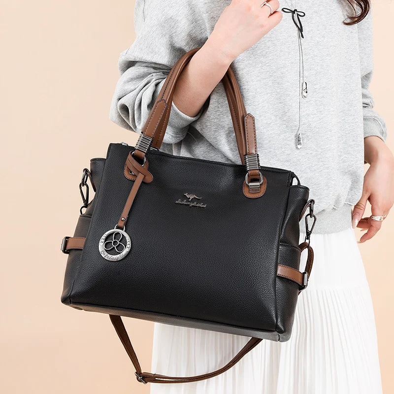 Casual Vintage Large Capatity Tote Shoulder Top-Handle Bags High Quality Pu Leather Bags Mssza