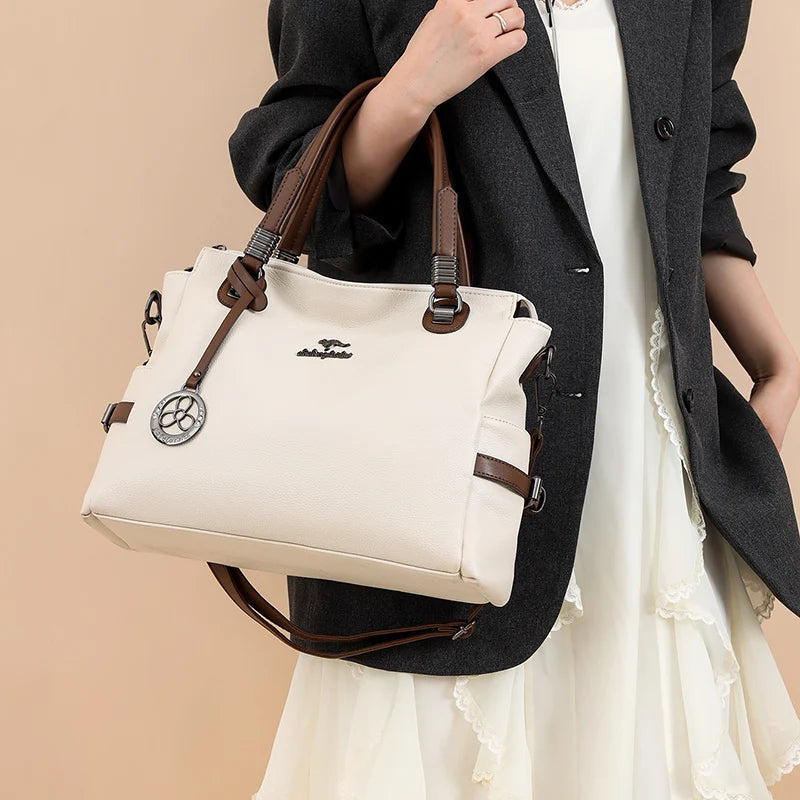 Casual Vintage Large Capatity Tote Shoulder Top-Handle Bags High Quality Pu Leather Bags Mssza