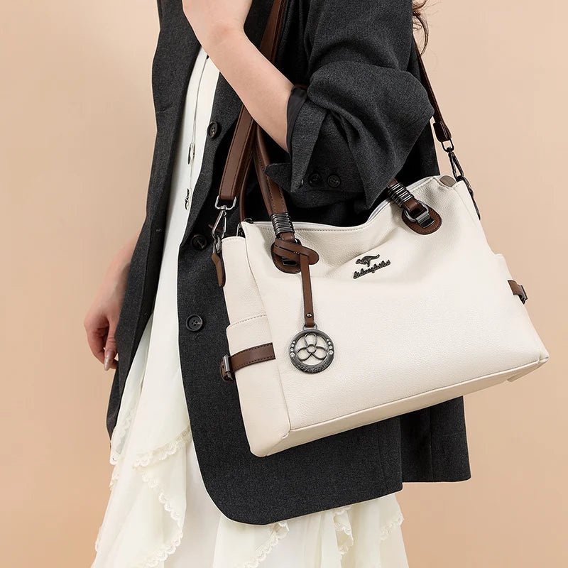 Casual Vintage Large Capatity Tote Shoulder Top-Handle Bags High Quality Pu Leather Bags Mssza