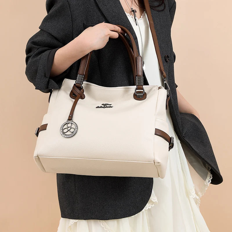 Casual Vintage Large Capatity Tote Shoulder Top-Handle Bags High Quality Pu Leather Bags Mssza