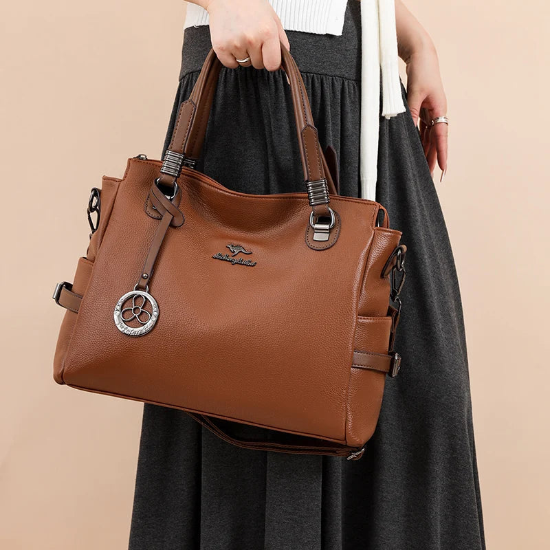 Casual Vintage Large Capatity Tote Shoulder Top-Handle Bags High Quality Pu Leather Bags Mssza