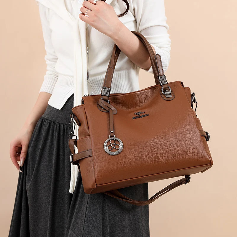 Casual Vintage Large Capatity Tote Shoulder Top-Handle Bags High Quality Pu Leather Bags Mssza