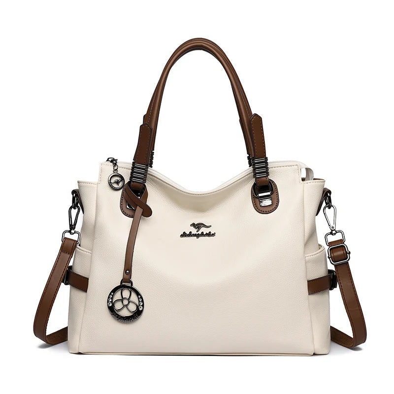 Casual Vintage Large Capatity Tote Shoulder Top-Handle Bags High Quality Pu Leather Bags Mssza