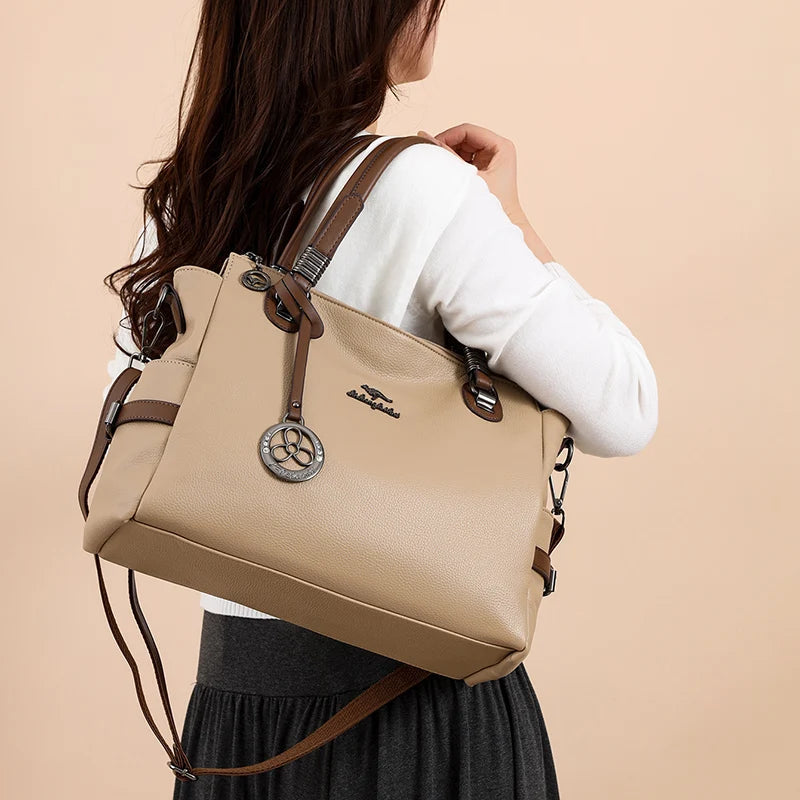 Casual Vintage Large Capatity Tote Shoulder Top-Handle Bags High Quality Pu Leather Bags Mssza