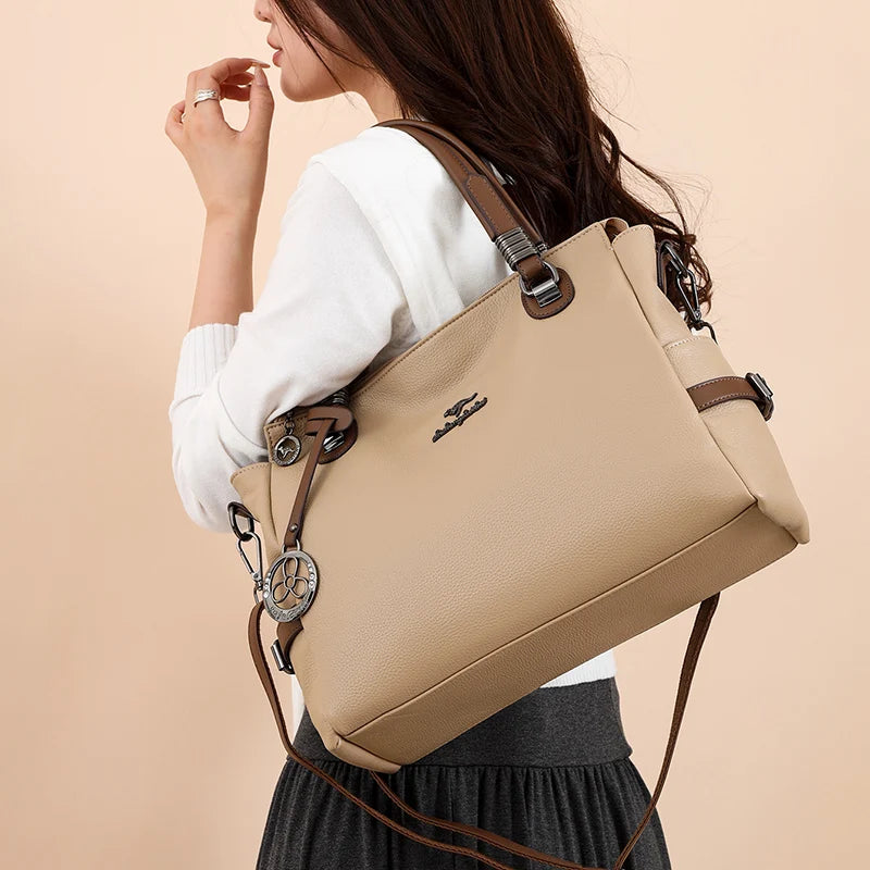 Casual Vintage Large Capatity Tote Shoulder Top-Handle Bags High Quality Pu Leather Bags Mssza