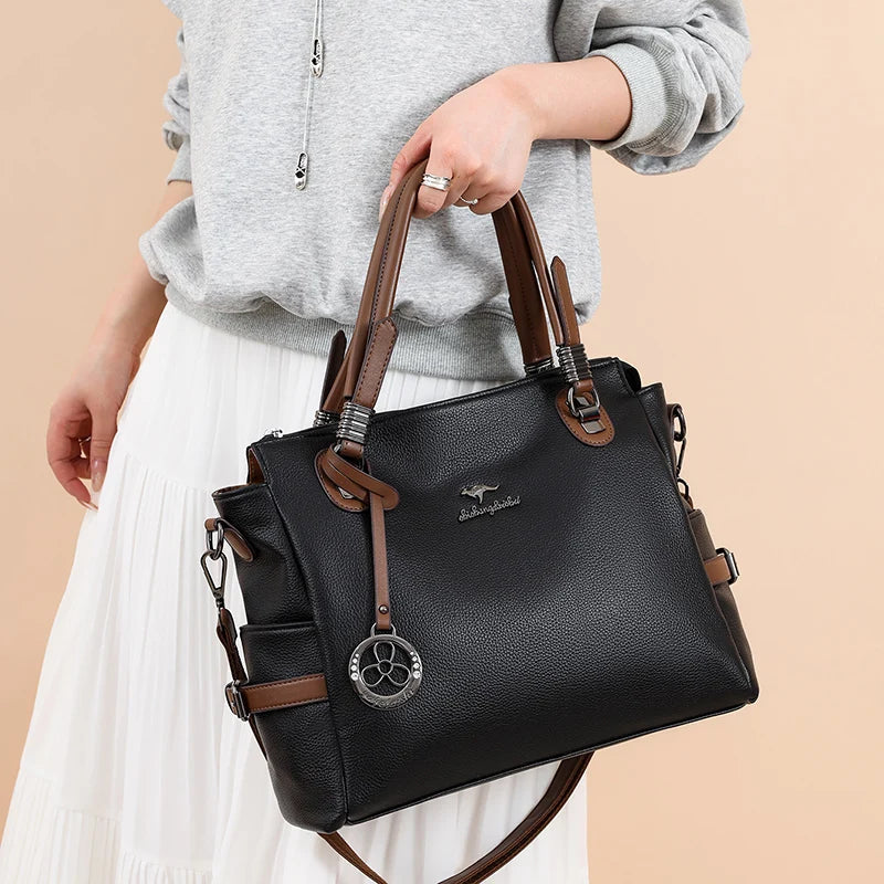 Casual Vintage Large Capatity Tote Shoulder Top-Handle Bags High Quality Pu Leather Bags Mssza