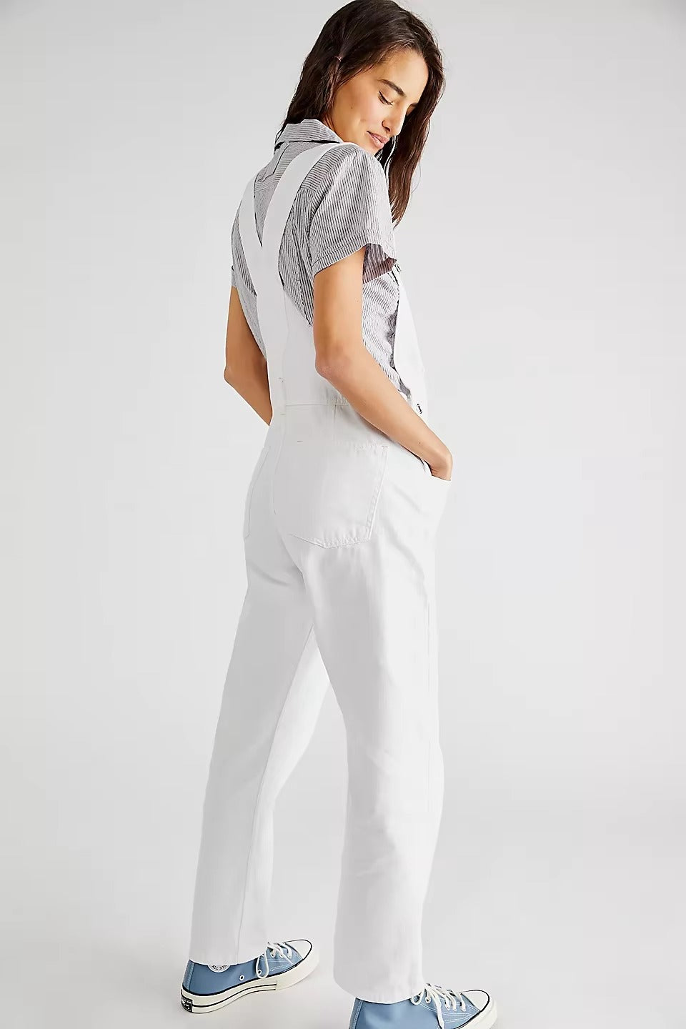 Casual Vintage Retro Denim Long Baggy Bib Loose Straight Jumpsuit Mssza
