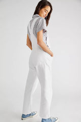 Casual Vintage Retro Denim Long Baggy Bib Loose Straight Jumpsuit Mssza