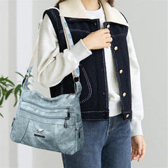 Casual Vintage Style Multi Layer Versatile Faux Leather With Zipper Closure Shoulder Crossbody Bag Mssza