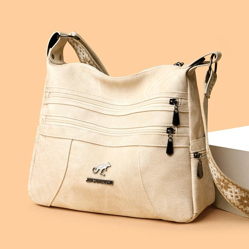 Casual Vintage Style Multi Layer Versatile Faux Leather With Zipper Closure Shoulder Crossbody Bag Mssza