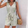 Casual Viscose Striped One-Piece Shorts Rompers And Playsuits Mssza